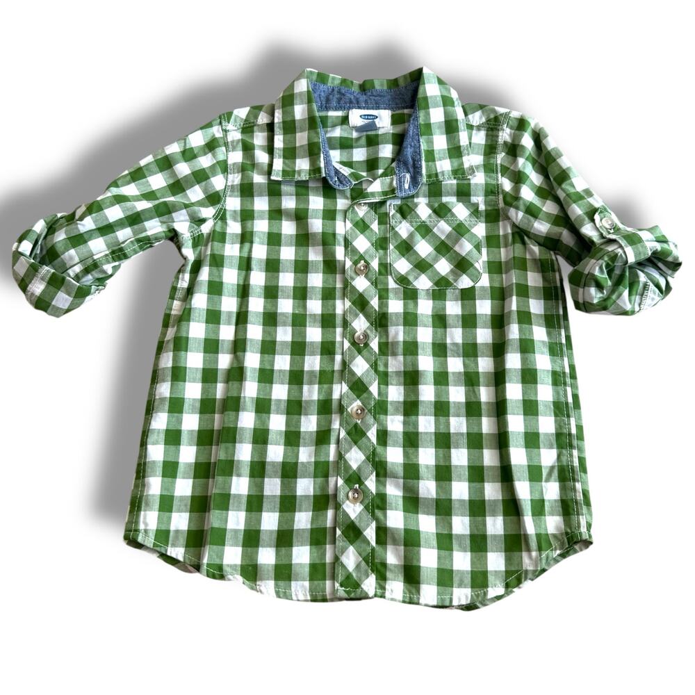 Old Navy Boys‎ Green Gingham Check Shirt - Size 5T